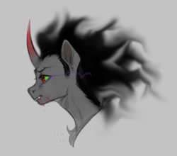 Size: 1280x1126 | Tagged: safe, artist:zemyan, imported from derpibooru, king sombra, umbrum, unicorn, blood, chest fluff, horn, male, simple background, solo, stallion, white background