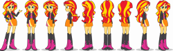 Size: 16328x4906 | Tagged: safe, imported from derpibooru, sunset shimmer, human, equestria girls, leak, .svg available, adobe animate, humanized, my little pony equestria girls, official, self paradox, self ponidox, simple background, solo, stock vector, svg, transparent background, turnaround, vector