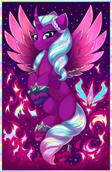 Size: 3300x5100 | Tagged: safe, artist:confetticakez, imported from derpibooru, opaline arcana, alicorn, pony, female, g5, horn, mare, solo, spread wings, unshorn fetlocks, wings