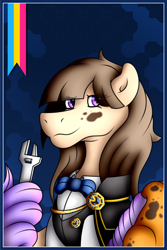 Size: 2401x3601 | Tagged: safe, artist:thebenalpha, imported from derpibooru, oc, oc only, oc:starbound serenity, pegasus, bowtie, clothes, pansexual pride flag, pegasus oc, pride, pride flag, school uniform, uniform, wings, wrench