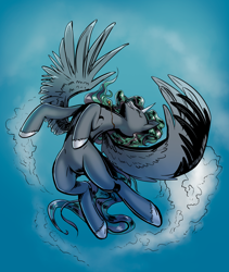 Size: 1470x1738 | Tagged: safe, artist:blazingstred, imported from derpibooru, oc, oc only, alicorn, pony, alicorn oc, female, flying, horn, jewelry, mare, necklace, smiling, spread wings, unshorn fetlocks, wings