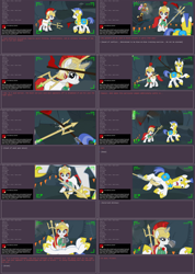 Size: 2562x3608 | Tagged: safe, artist:askbritanniamlp, imported from derpibooru, oc, oc:avalanche, oc:britannia, oc:flashbang, oc:mercy, oc:rockhopper, oc:rose quartz, pony, unicorn, ask britannia, female, flagpole, horn, magic, male, mare, royal guard, stallion, trident