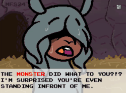 Size: 1240x920 | Tagged: safe, artist:matchesdraco, imported from derpibooru, alpaca, banned from equestria (daily), them's fightin' herds, adobo (tfh), animated, community related, dialogue, gif, hair over eyes, male, open mouth, outdoors, pixel-crisp art, solo, style emulation, sweat, talking, talking to viewer