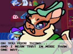 Size: 1240x920 | Tagged: safe, artist:matchesdraco, imported from derpibooru, cap (tfh), cashmere (tfh), deer, pikmin, reindeer, winter sprite, banned from equestria (daily), them's fightin' herds, 2024, animated, antlers, blanka, clothes, community related, duo, duo male and female, energy sword, female, figurine, gif, glasses, hat, insult, kazuya mishima, looking at you, male, oleander (tfh), pikmin (series), pixel-crisp art, sandbag, shutter shades, signature, solo, street fighter, style emulation, sunglasses, super smash bros., tail, talking, talking to viewer, tekken, viewer is poor, weapon