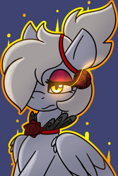 Size: 1567x2352 | Tagged: safe, artist:askhypnoswirl, imported from derpibooru, derpy hooves, pegasus, pony, eyeshadow, female, flower, flower in hair, glowing, glowing eyes, makeup, solo