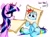 Size: 2434x1799 | Tagged: safe, artist:liaaqila, imported from derpibooru, rainbow dash, twilight sparkle, alicorn, pegasus, pony, bread, cat breading, chest fluff, commission, cute, dashabetes, dialogue, duo, duo female, female, food, high res, question mark, simple background, sliced bread, twilight sparkle (alicorn), white background