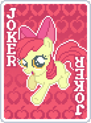 Size: 690x930 | Tagged: safe, artist:jaye, imported from derpibooru, apple bloom, pony, balatro, card, digital art, female, foal, joker, pixel art