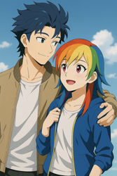 Size: 730x1095 | Tagged: safe, artist:soarinbolt11, imported from twibooru, rainbow dash, soarin', human, female, humanized, image, jpeg, male, shipping, soarindash, straight