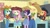 Size: 5104x2880 | Tagged: safe, edit, edited screencap, imported from derpibooru, screencap, applejack, fluttershy, rainbow dash, sci-twi, spike, spike the regular dog, sunset shimmer, twilight sparkle, dog, human, equestria girls, belt, belt buckle, bread, clothes, collar, cowboy hat, cowgirl, cowgirl outfit, denim, dog collar, eating, equestria girls specials, female, food, g4, glasses, group, hat, high res, holding a dog, holding a spike, indoors, jeans, male, my little pony equestria girls: dance magic, pants, poncho, scarf, skirt, smiling, southern, spike's dog collar, stetson, upscaled, vest, western