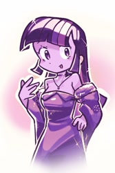 Size: 1366x2048 | Tagged: safe, artist:izuchi, derpibooru exclusive, imported from derpibooru, twilight sparkle, human, equestria girls, clothes, female, gradient background, looking at you, smiling, smiling at you, solo