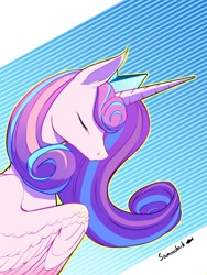 Size: 1500x2000 | Tagged: safe, artist:samonshark, imported from derpibooru, princess flurry heart, alicorn, pony, bust, eyes closed, female, mare, older, older flurry heart, outline, signature, solo