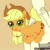 Size: 1350x1350 | Tagged: safe, artist:mouseu, imported from derpibooru, applejack, earth pony, human, pony, animated, behaving like a cat, cat bongos, descriptive noise, horse noises, meme, neigh, ponified animal photo, ponified meme, sitting on lap, sound, spanking, webm