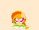 Size: 512x400 | Tagged: safe, artist:violavaquita, oc, oc:abrazos gratis, earth pony, animated, clothes, dancing, female, filly, orange background, scarf, simple background, socks, sweater