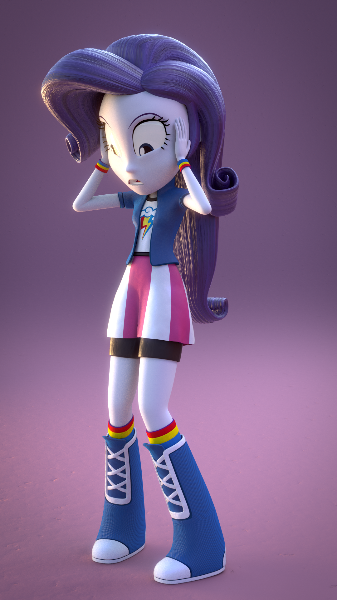 859085 - safe, rarity, equestria girls, /mlp/, 3d, 3d model, blender,  boots, clothes, high heel boots, rainbow dash blue boots, rarity boots,  rubber boots, shirt, shoes, shorts, skirt, solo, wristband - Ponerpics