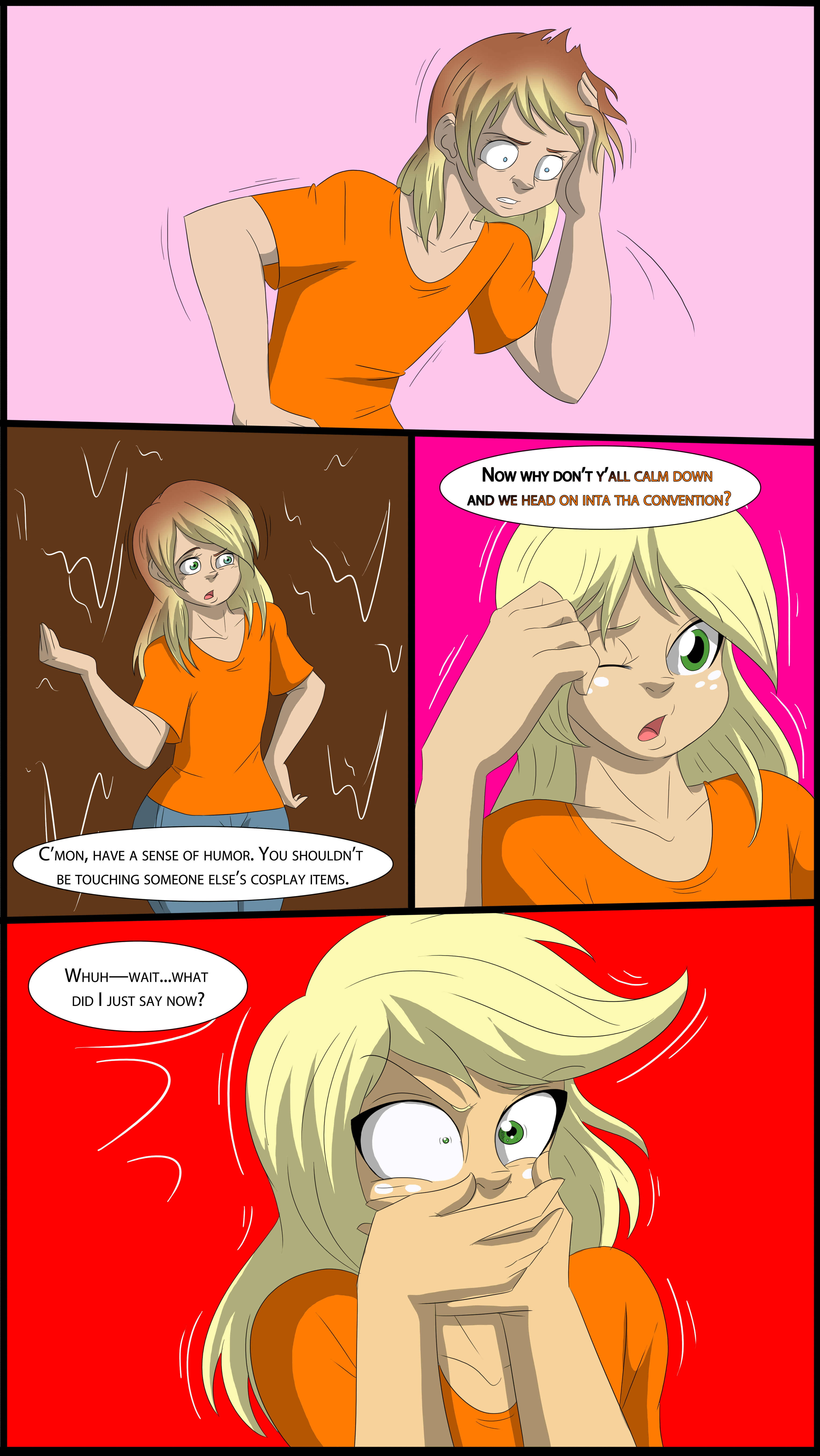 1192665 - safe, applejack, equestria girls, human, comic, rule 63, water,  transformation, part of a set, wet, convention, brony, part of a series,  transgender transformation, possessed, male to female, inspiration  manifestation, artist:tfsubmissions,