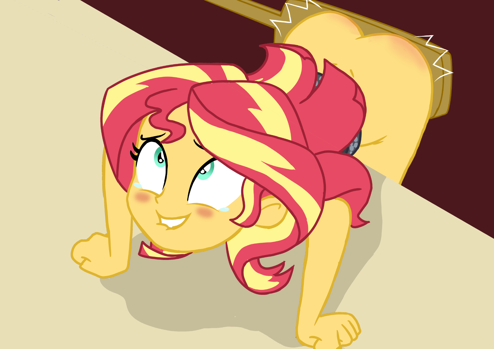 1931949 - suggestive, sunset shimmer, solo, female, clothes, nudity,  equestria girls, blushing, solo female, edit, ass, fetish, equestria girls  series, ahegao, partial nudity, bottomless, show accurate, jacket, lip  bite, show accurate porn,