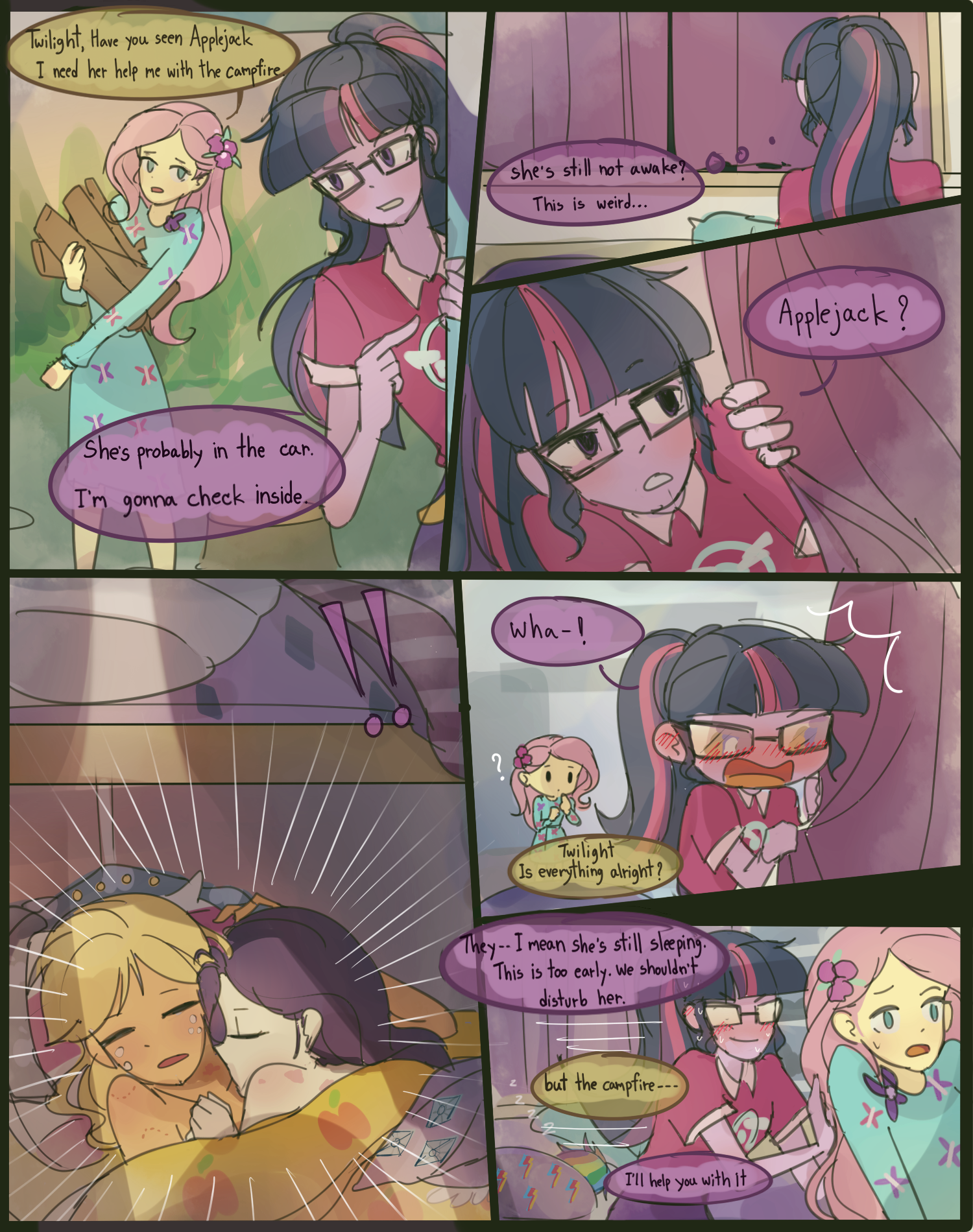 2095956 - safe, twilight sparkle, rainbow dash, fluttershy, rarity,  applejack, sci-twi, female, equestria girls, shipping, cute, comic,  lesbian, glasses, equestria girls series, sexy, sleeping, spoiler:eqg  series (season 2), shyabetes, twiabetes ...