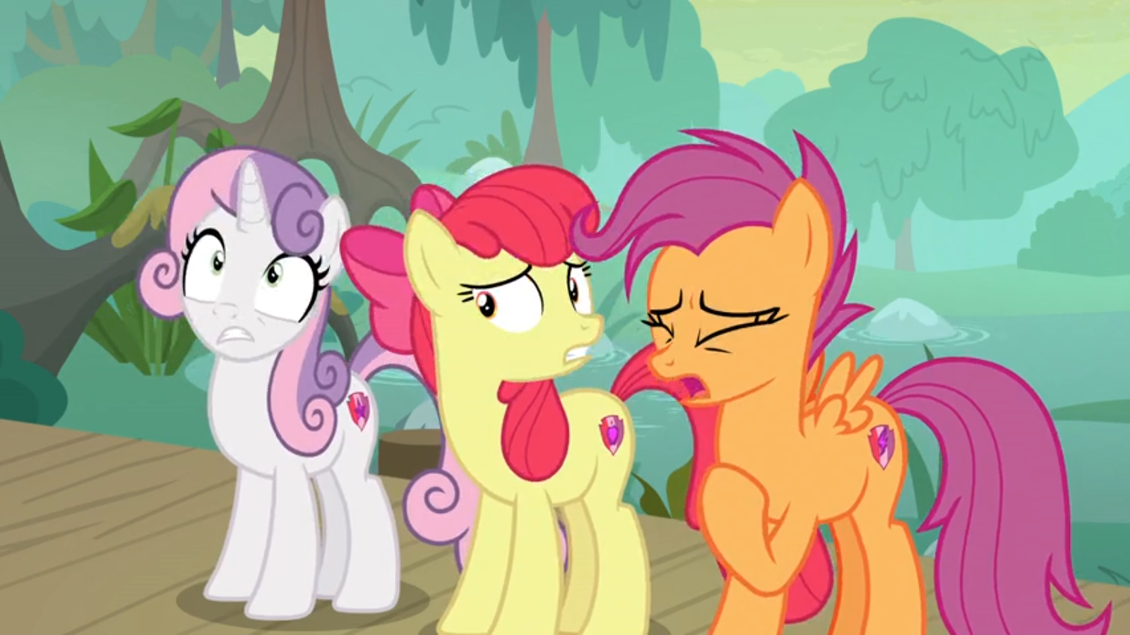 2155415 Safe Scootaloo Apple Bloom Sweetie Belle Screencap