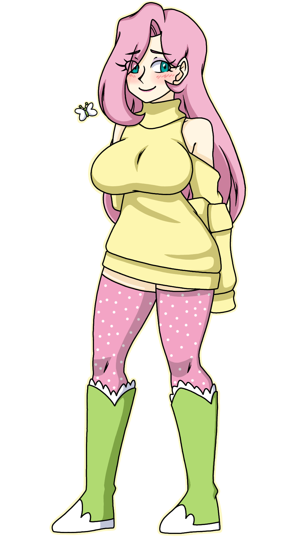 2682291 Safe Fluttershy Solo Clothes Breasts Blushing Human Humanized Big Breasts